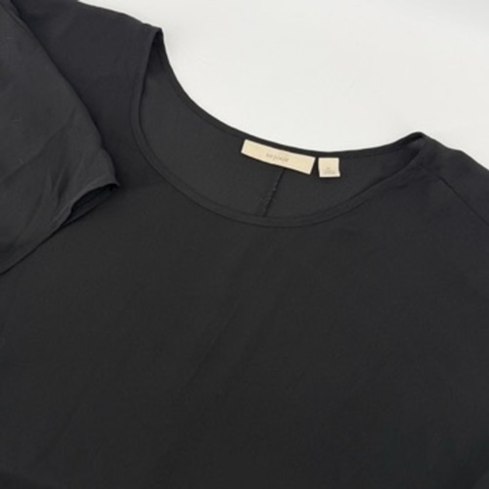 Sejour Womens Plus 2X Black Chiffon Handkerchief Hem Flutter Sleeve Blouse Top